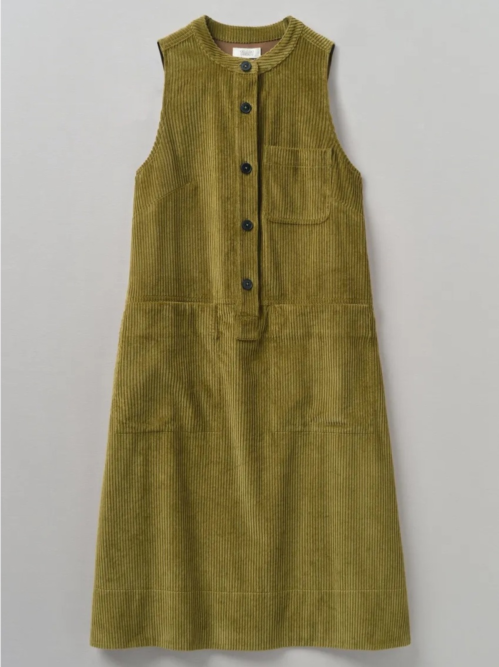 TOAST Organic Cord Sleeveless Tunic Dress in Woodland Green - XS